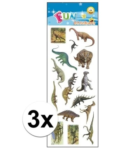 3x Stickervel dinosaurus