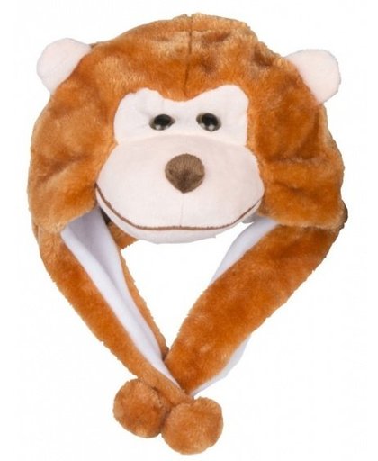 Eddy Toys Dierenmuts pluche aap bruin