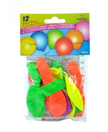 Pegaso ballonnen neon 12 stuks
