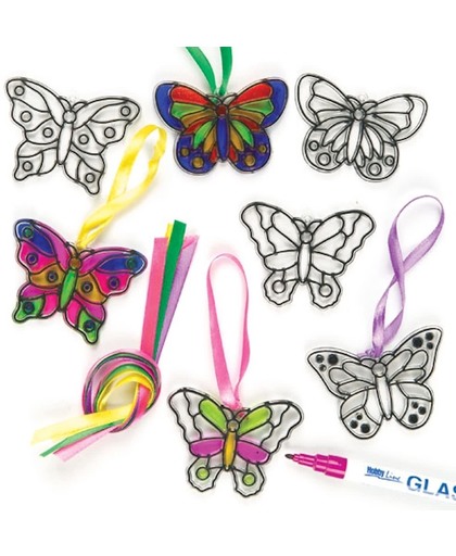 Kleine zonlicht vangende decoraties vlinder  (12 stuks per verpakking)