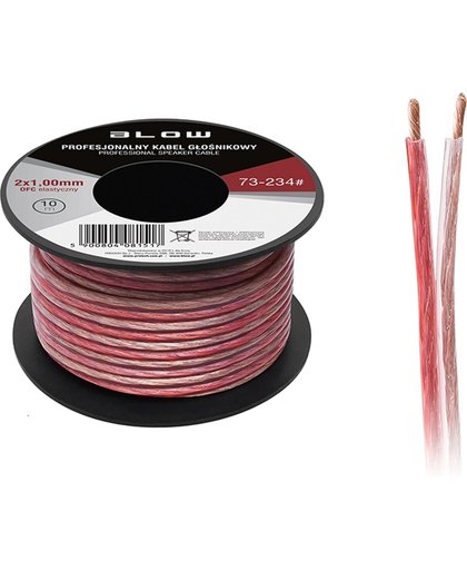 2 x 1.00 mm OFC zwart/rood op rol 10 meter 2-aderige kabel voor ledstrips