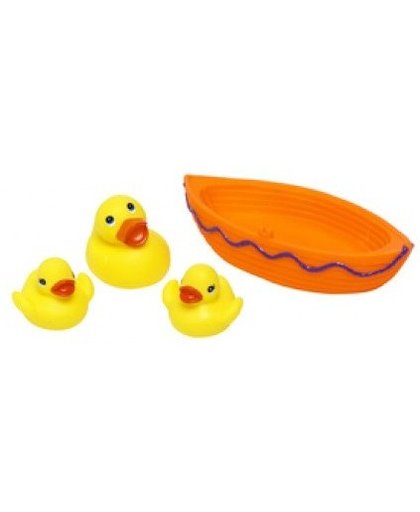 Eddy Toys badboot met 3 eenden oranje 20 cm