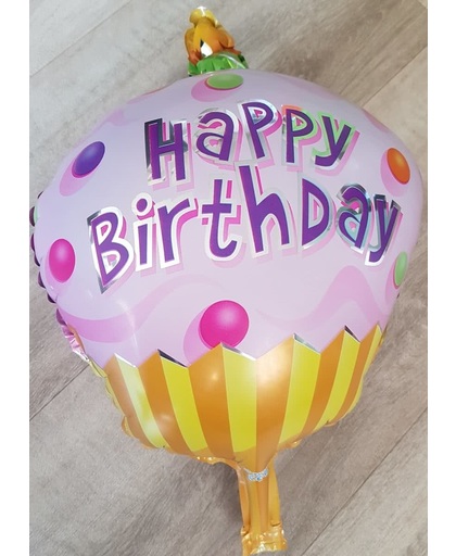 Grote ballon happy birthday met kaars 38 cm