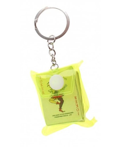 Toi Toys sleutelhanger tasje met kaartenset 5 cm geel