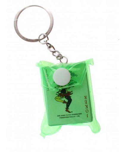 Toi Toys sleutelhanger tasje met kaartenset 5 cm groen