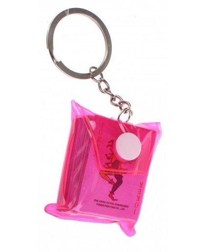 Toi Toys sleutelhanger tasje met kaartenset 5 cm roze