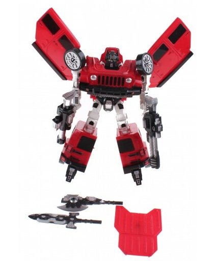 Toi Toys transformation robot busje 26 cm rood