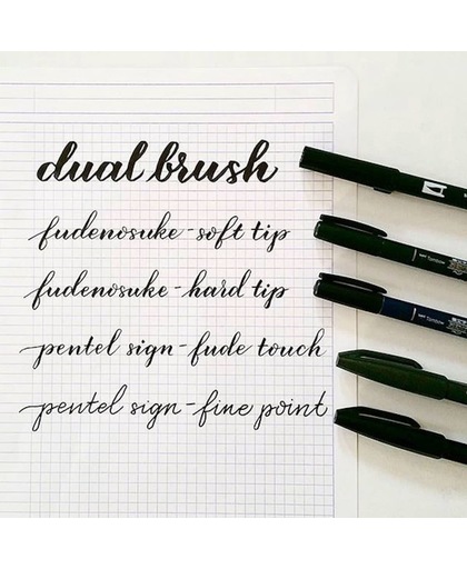 6 stuks Kwaliteits Handlettering Brush/Pennen + 20 Vel Wit Handlettering Karton + 1 Blender + een Etui.