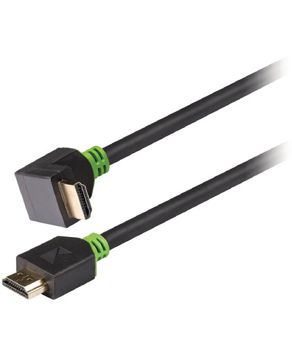 High Speed HDMI kabel met Ethernet HDMI connector - HDMI connector 90° haaks 3,00 m grijs