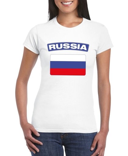 Rusland t-shirt met Russische vlag wit dames M