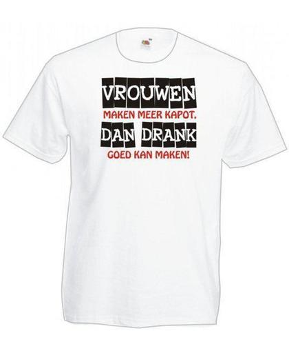 Mijncadeautje Heren T-shirt wit maat XXL Vrouwen maken meer kapot dan drank..
