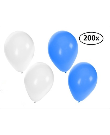 Ballonnen helium 200x blauw en wit