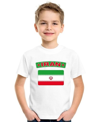 Iran t-shirt met Iraanse vlag wit kinderen S (122-128)