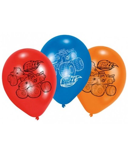 Amscan ballonnen Blaze 23 cm rood/blauw/oranje 6 stuks