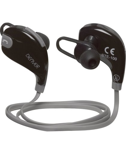 Denver Electronics BTE-100 mobiele hoofdtelefoon Stereofonisch In-ear Zwart, Grijs Draadloos