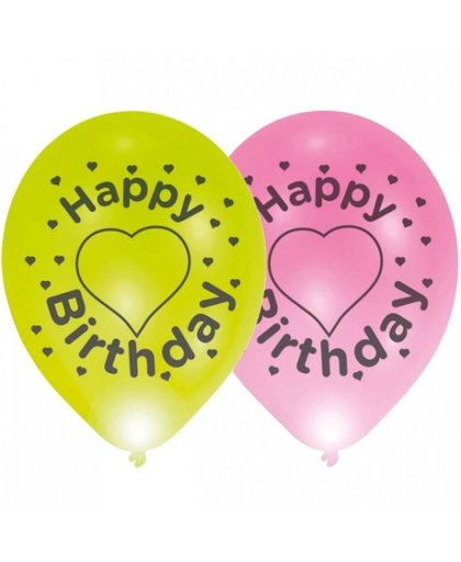 Balloominate ballonnen met led verlichting Happy B'day 27,5 cm 4 st