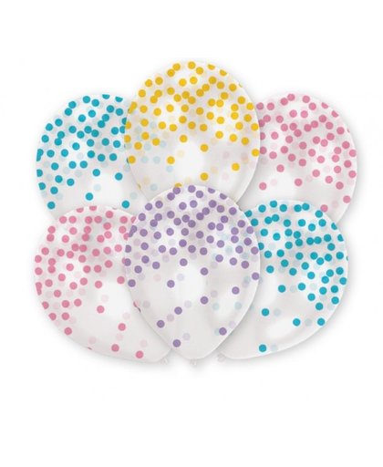 Amscan ballonnen Confetti in verschillende kleuren 27,5 cm 6 stuks