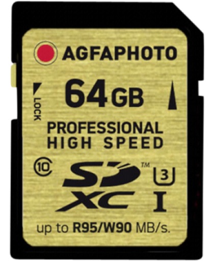 AgfaPhoto SDXC kaart UHS I 64GB Professional High Speed U3 95/90