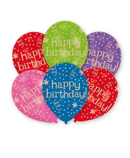 Amscan ballonnen Happy Birthday 27,5 cm 6 stuks