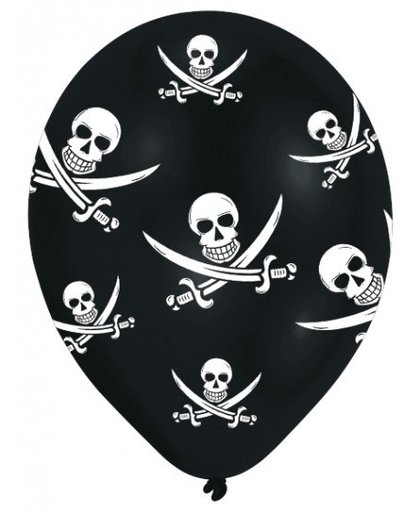 Amscan ballonnen piraten zwart 6 stuks 28 cm