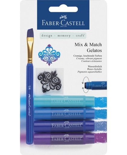 Gelatos aquarelkrijt Faber-Castell 4 kleuren blauw
