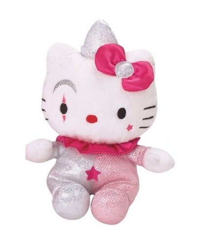 Jemini Hello Kitty knuffel Clown pluche meisjes roze 15 cm