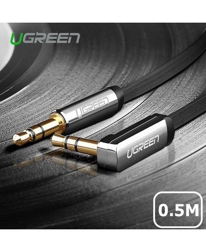 50cm – Zwart - Mannetje naar Mannetje - Premium 3.5mm haaks audiokabel Ultra Plat